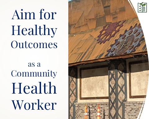 Rural building with decorative gears: Aim for healthy outcomes as a community health worker.